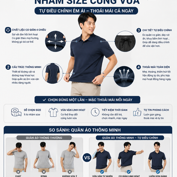 Cách chọn quần áo thông minh "nhầm size cũng vừa", tự điều chỉnh êm ái.