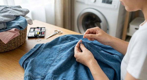 Sửa chữa vết rách nhỏ trên quần áo trước khi giặt để không to thêm