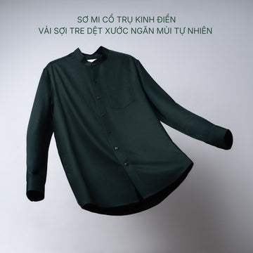 Sơ mi cổ trụ The CEO 009: Cấu trúc vân nổi Slub hạn chế tình trạng vải dính sát vào da