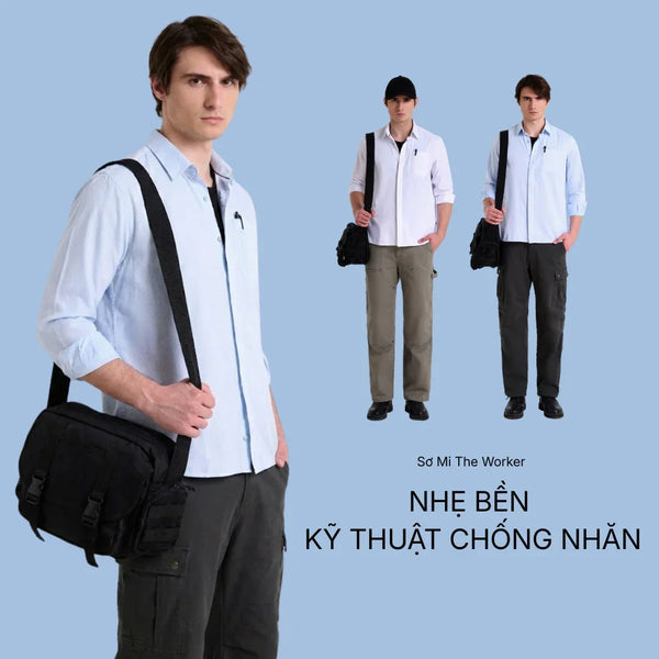 Sơ Mi The Worker 008 Nhẹ 120gsm, Bền 60/40 & Kỹ Thuật Chống Nhăn