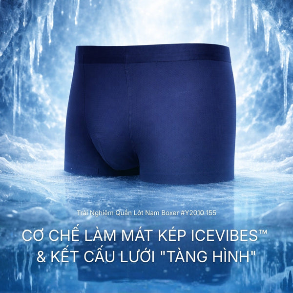 Trải Nghiệm Quần Lót Nam Boxer #Y2010 155: Cơ Chế Làm Mát Kép IceVibes™ & Kết Cấu Lưới "Tàng Hình"