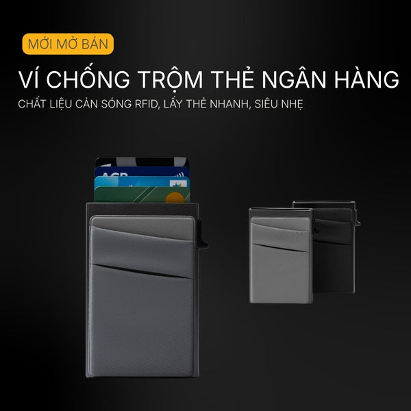 Bảo mật dữ liệu tuyệt đối và cơ chế trượt thẻ thông minh trên ví Aluminum #Y2010 179 tích hợp RFID