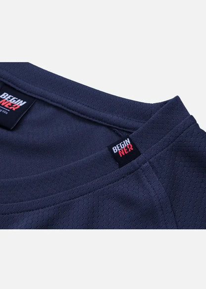 Áo Thun 3 Lỗ Vải Hexagon "Biết Thở" Beginner 03 Xanh Dương Đậm - YaMe.vn