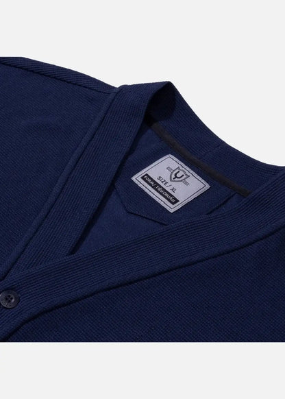 Áo Khoác Cardigan Vải Waffle Thoáng Khí Seventy Seven 38 Xanh Dương Đậm - YaMe.vn