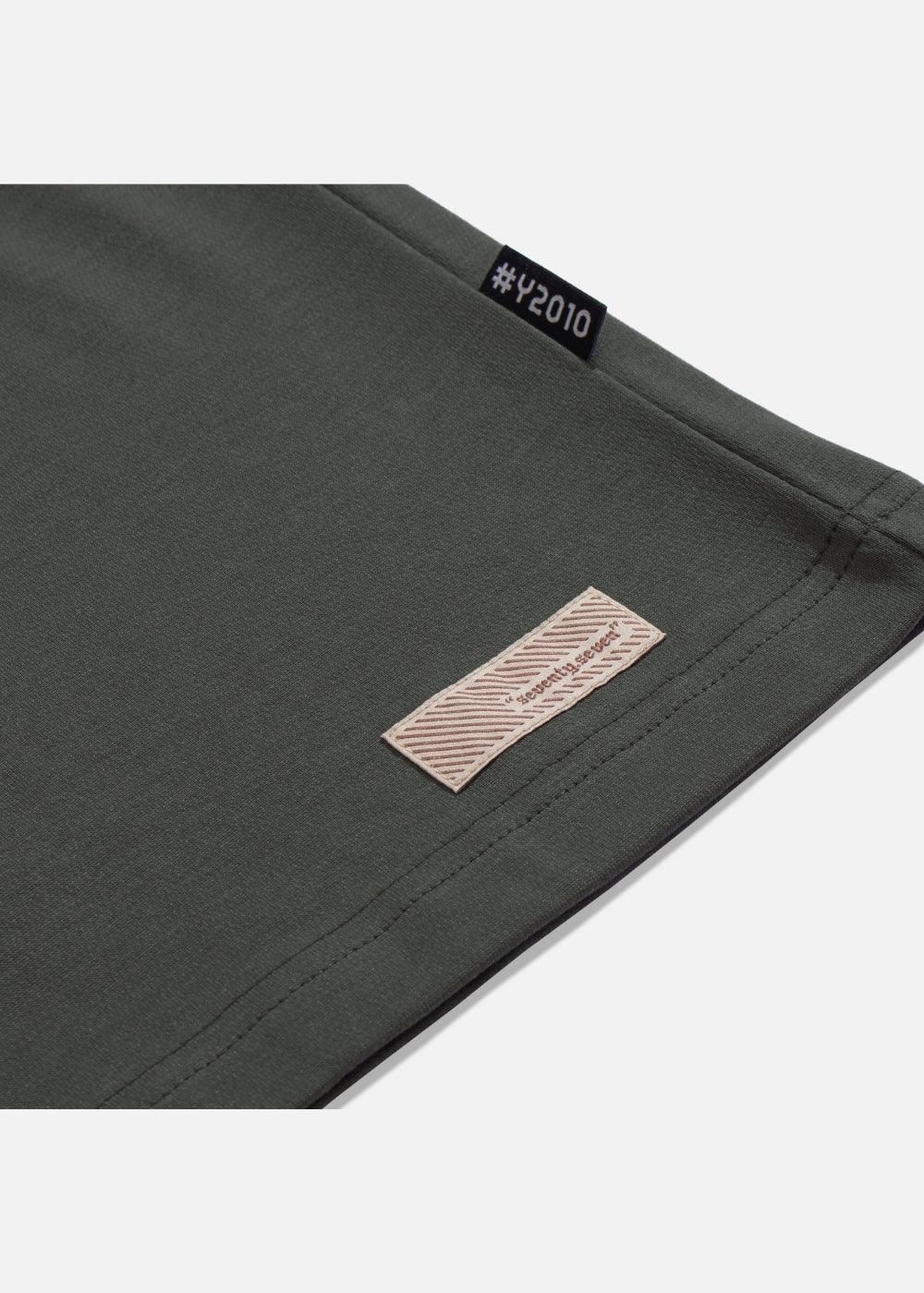 Áo Thun Tay Dài Cotton Phối Màu Seventy Seven 16 Xanh Lá Đậm - YaMe.vn