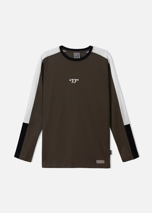 Áo Thun Tay Dài Cotton Phối Màu Seventy Seven 16 Nâu Đậm - YaMe.vn