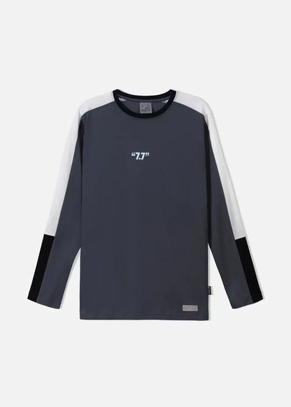 Áo Thun Tay Dài Cotton Phối Màu Seventy Seven 16 Xám Đậm - YaMe.vn