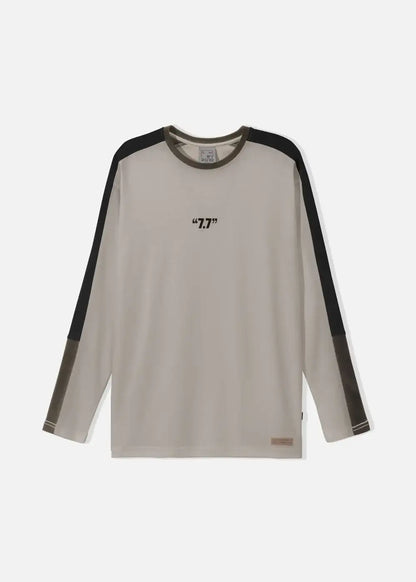 Áo Thun Tay Dài Cotton Phối Màu Seventy Seven 16 Nâu Nhạt - YaMe.vn