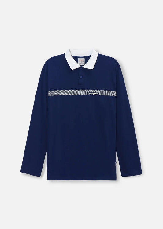 Áo Polo Tay Dài Seventy Seven 20 Xanh Dương Đậm - YaMe.vn