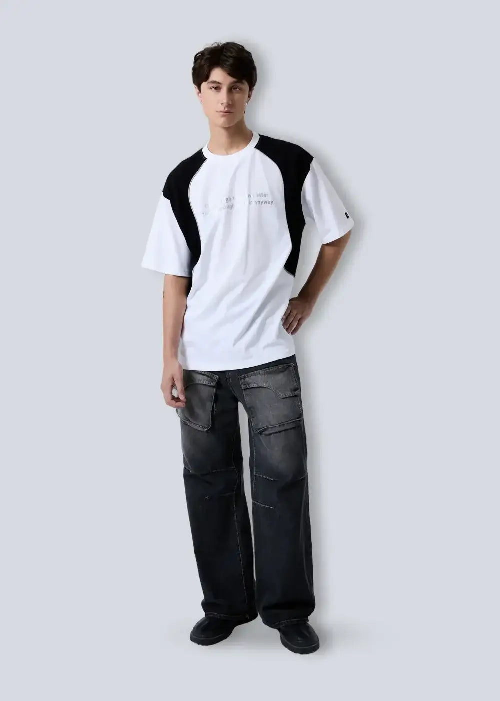 Áo Thun Cotton Phối Màu Mềm Mịn Thoáng Mát No Style M2 Trắng Đen - YaMe.vn