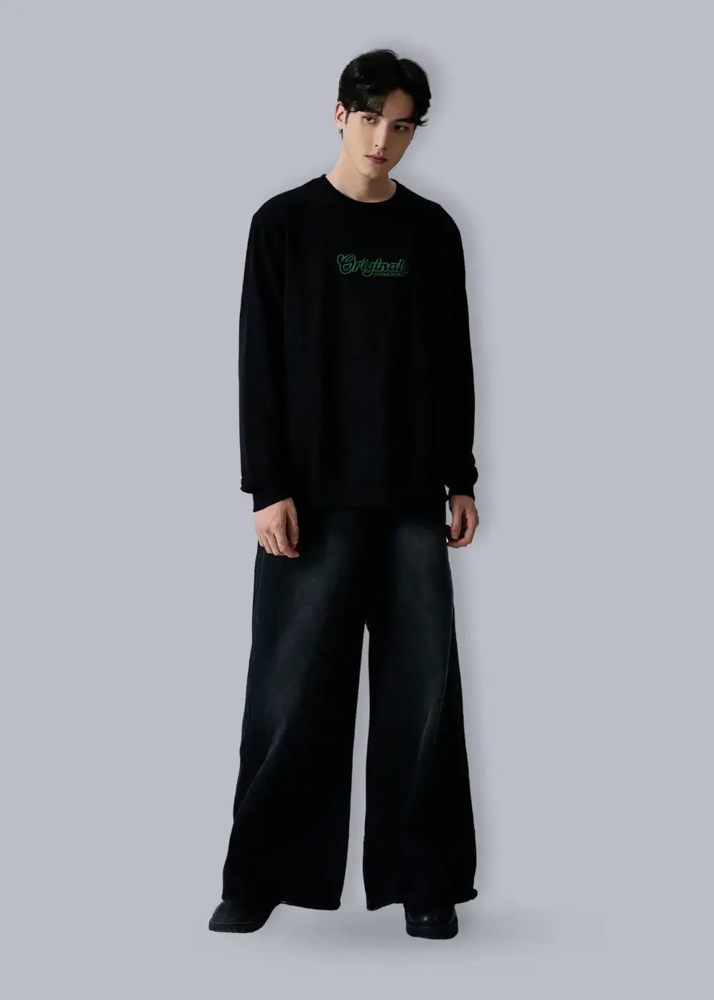 Áo Thun Sweater Cotton Co Giãn No Style M19 Đen - YaMe.vn