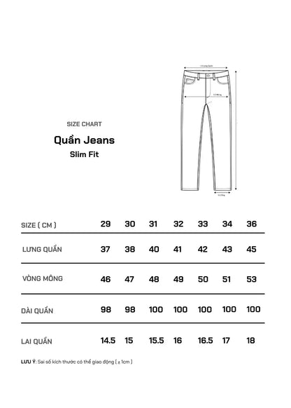 Quần Jeans Slimfit Co Giãn The Original 28 Xanh Dương Sáng - YaMe.vn