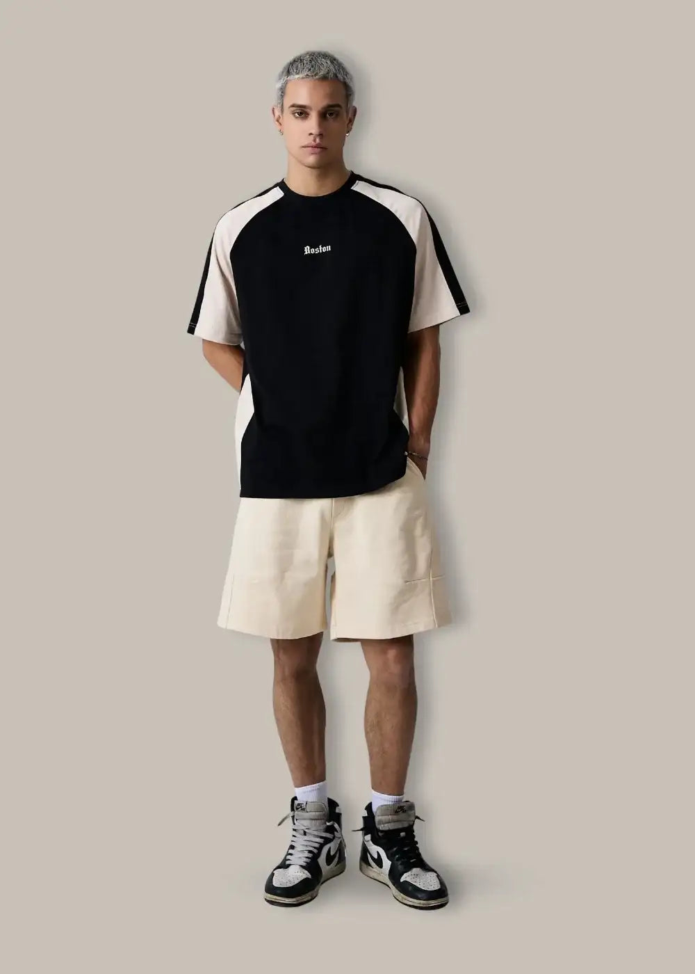Áo Thun Tay Ngắn Boxy Mềm Mịn No Style M4 Đen Be - YaMe.vn
