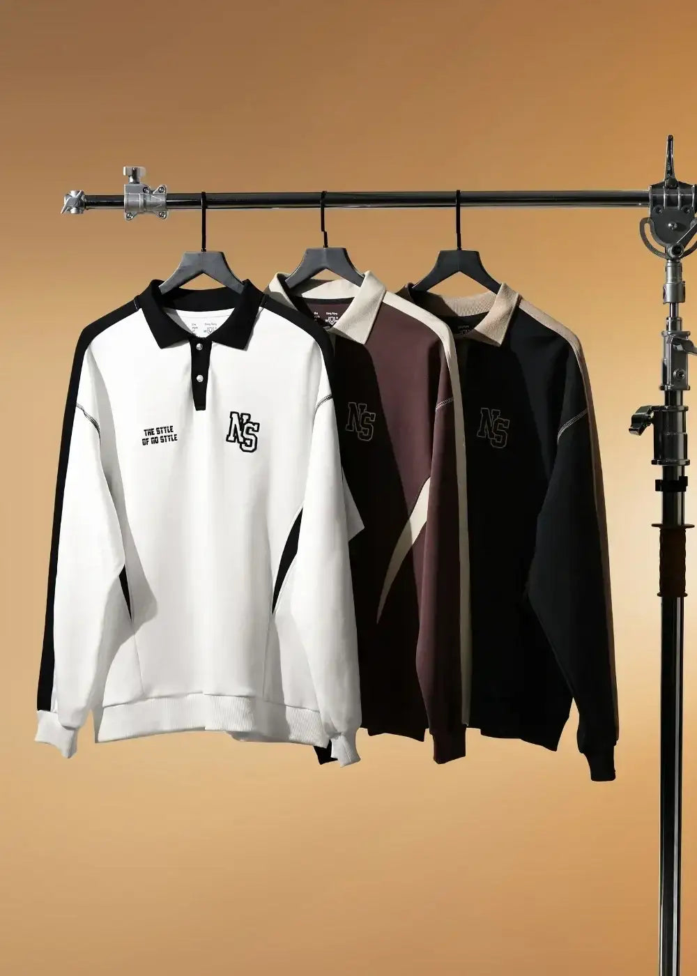 Áo Polo Sweater Cotton Phối Màu No Style M37 Đen Be - YaMe.vn