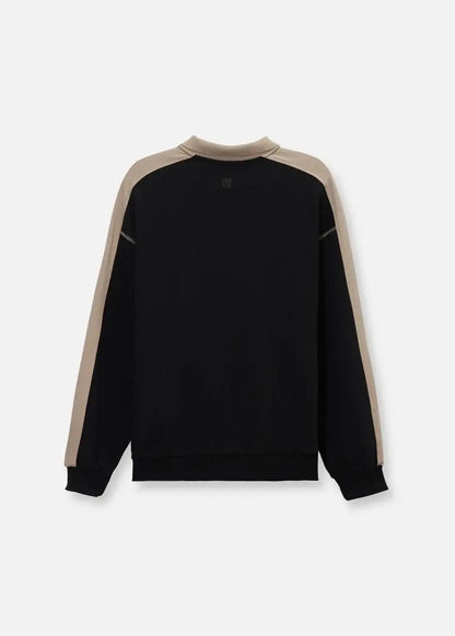 Áo Polo Sweater Cotton Phối Màu No Style M37 Đen Be - YaMe.vn