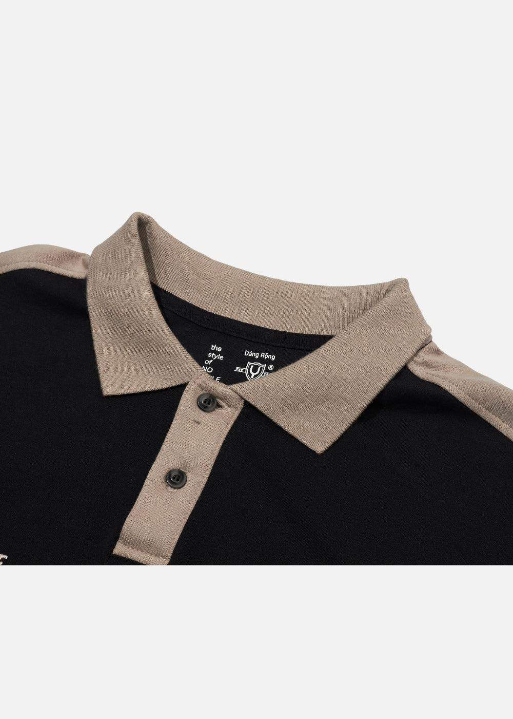 Áo Polo Sweater Cotton Phối Màu No Style M37 Đen Be - YaMe.vn