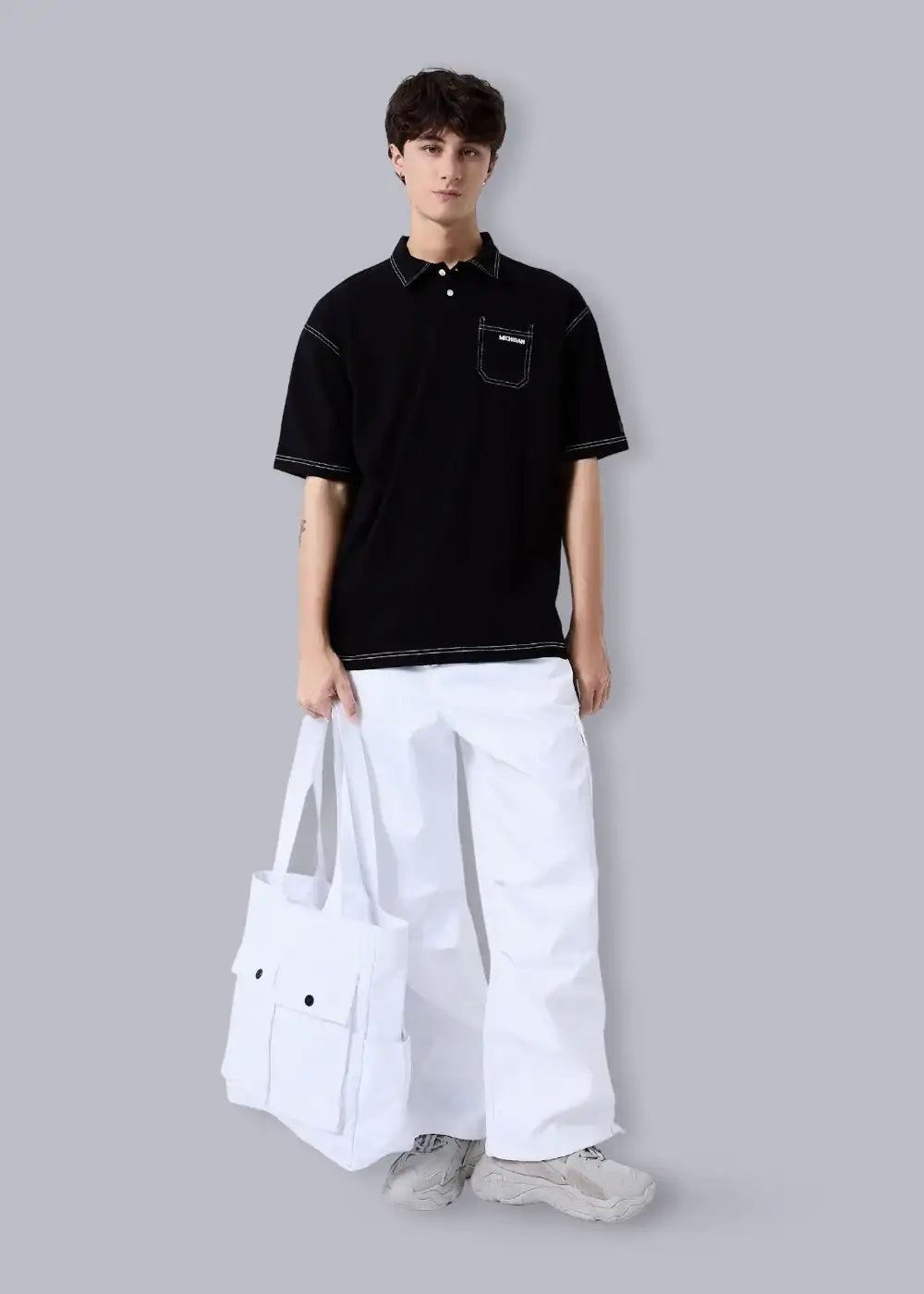 Áo Polo Cotton Thoáng Khí No Style M27 Đen - YaMe.vn