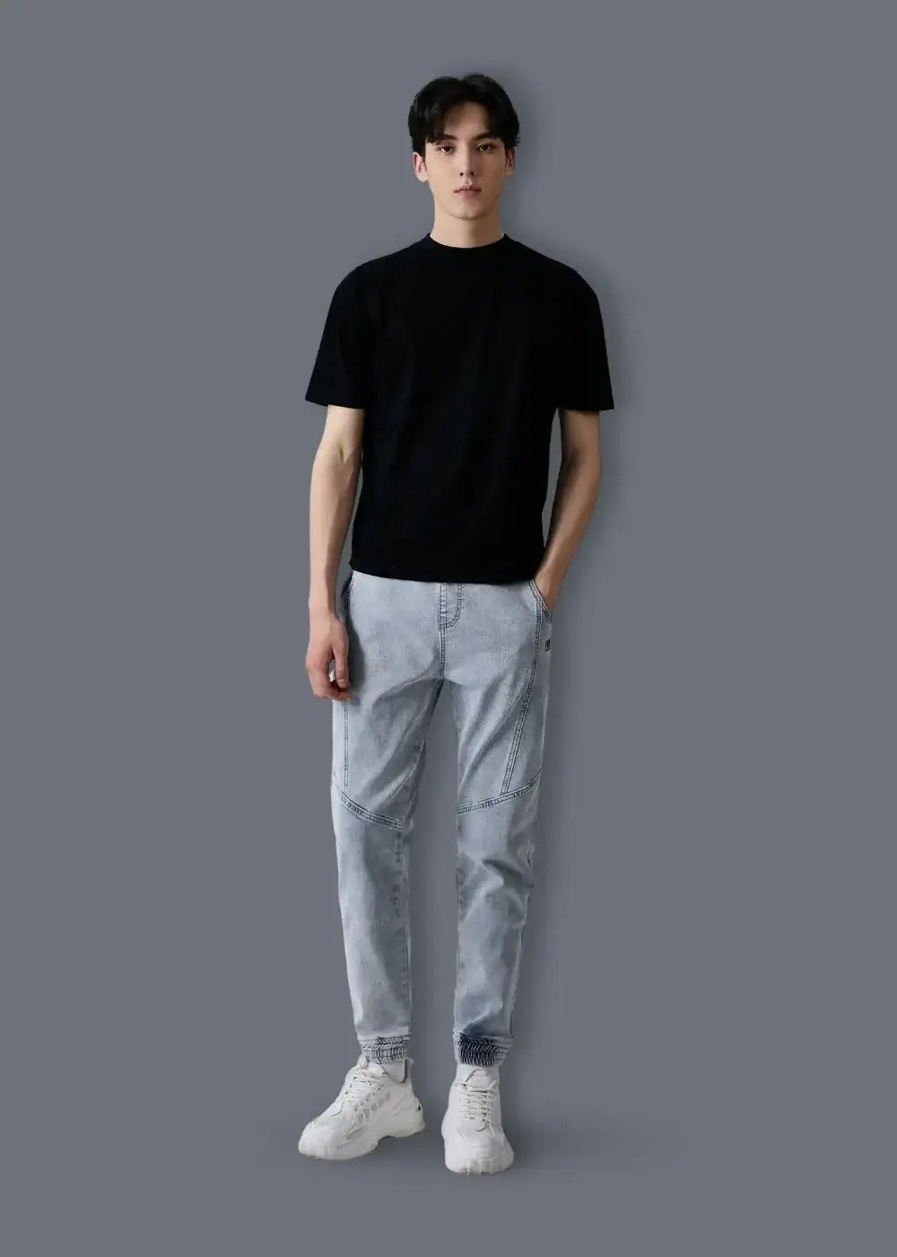 Quần Jeans Jogger Co Giãn The Original M102 Xám Nhạt - YaMe.vn