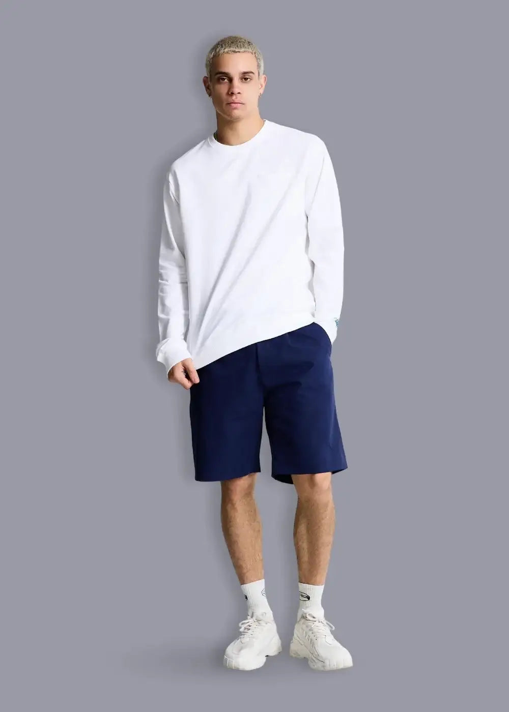Quần Short Kaki 7 Inch Kháng Khuẩn No Style M93 Xanh Dương Đậm - YaMe.vn