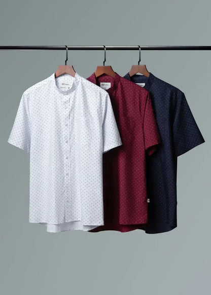 Áo Sơ Mi Tay Ngắn Siêu Mịn Seventy Seven 54 Xanh Dương Đậm - YaMe.vn