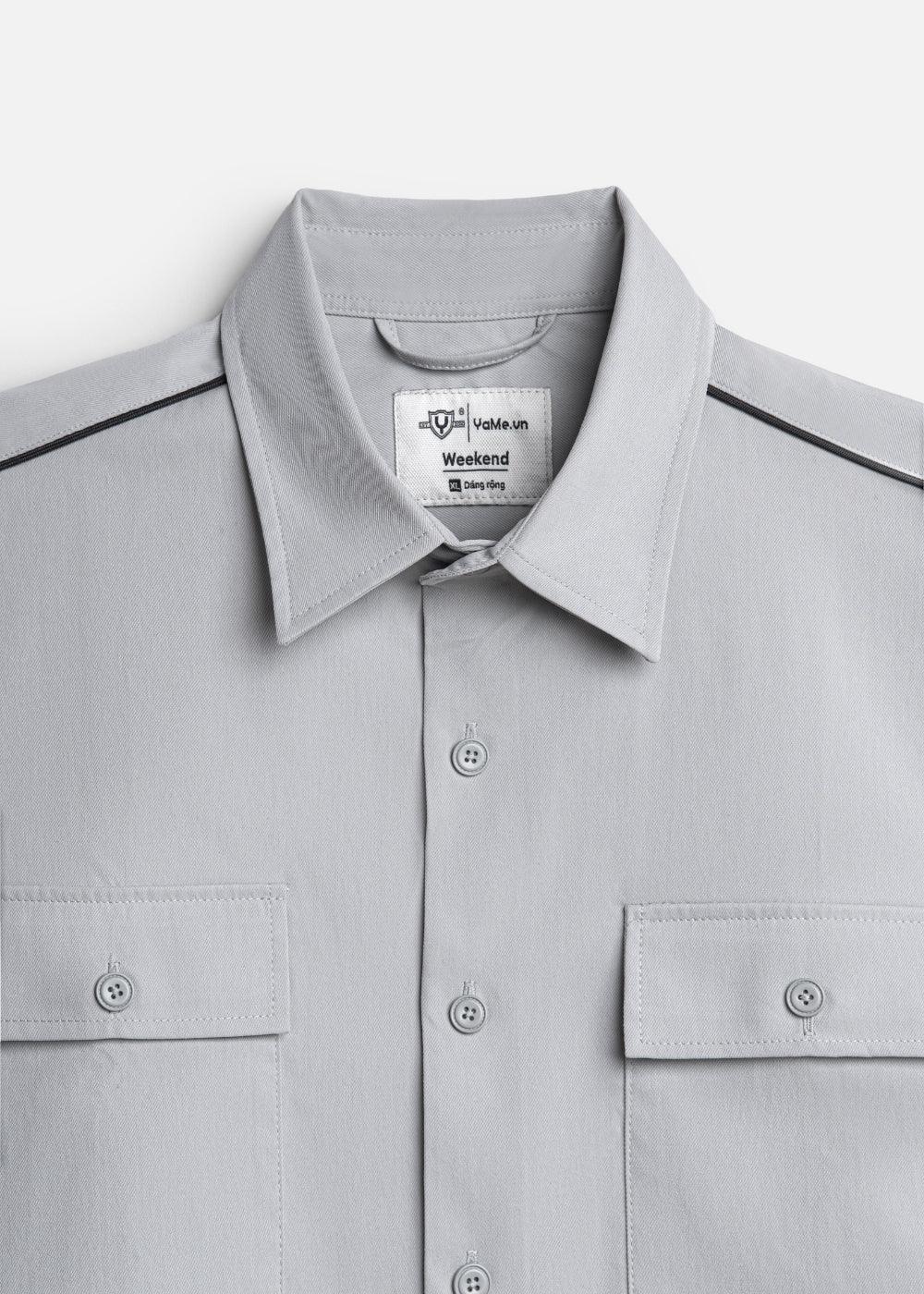 Áo Sơ Mi Tay Ngắn Nhẹ Thoáng Mát The Weekend 036 Xám Nhạt - YaMe.vn