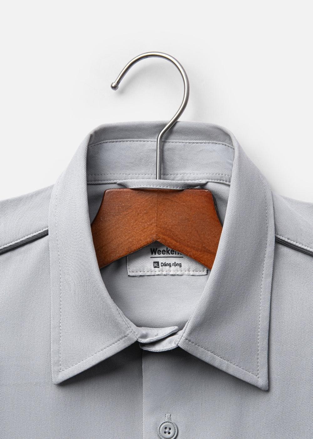 Áo Sơ Mi Tay Ngắn Nhẹ Thoáng Mát The Weekend 036 Xám Nhạt - YaMe.vn