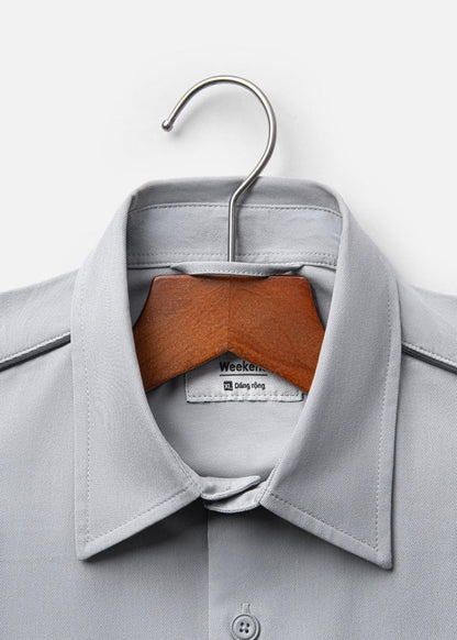 Áo Sơ Mi Tay Ngắn Nhẹ Thoáng Mát The Weekend 036 Xám Nhạt - YaMe.vn