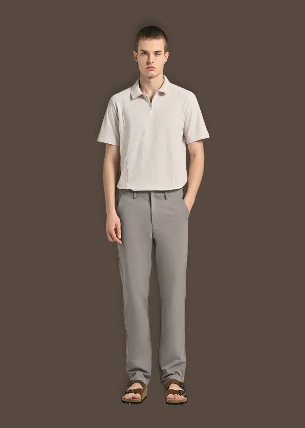 Quần Kaki Basic Mềm Mịn Non Branded 50 Nâu - YaMe.vn