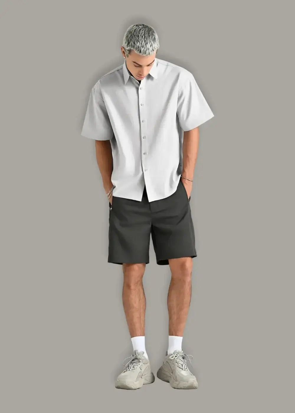 Quần short Kaki Túi Khóa Kéo The Weekend 22 Xám Đậm - YaMe.vn