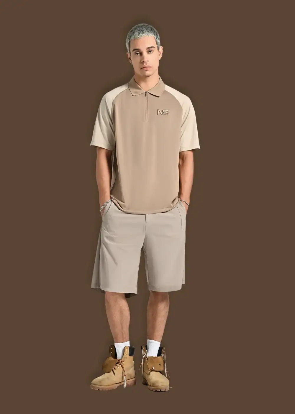 Quần Short Dù Co Giãn The Weekend 019 Nâu Nhạt - YaMe.vn
