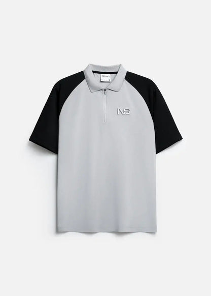 Áo Polo Raglan Pique Co Giãn No Style M218 Xám Đen - YaMe.vn