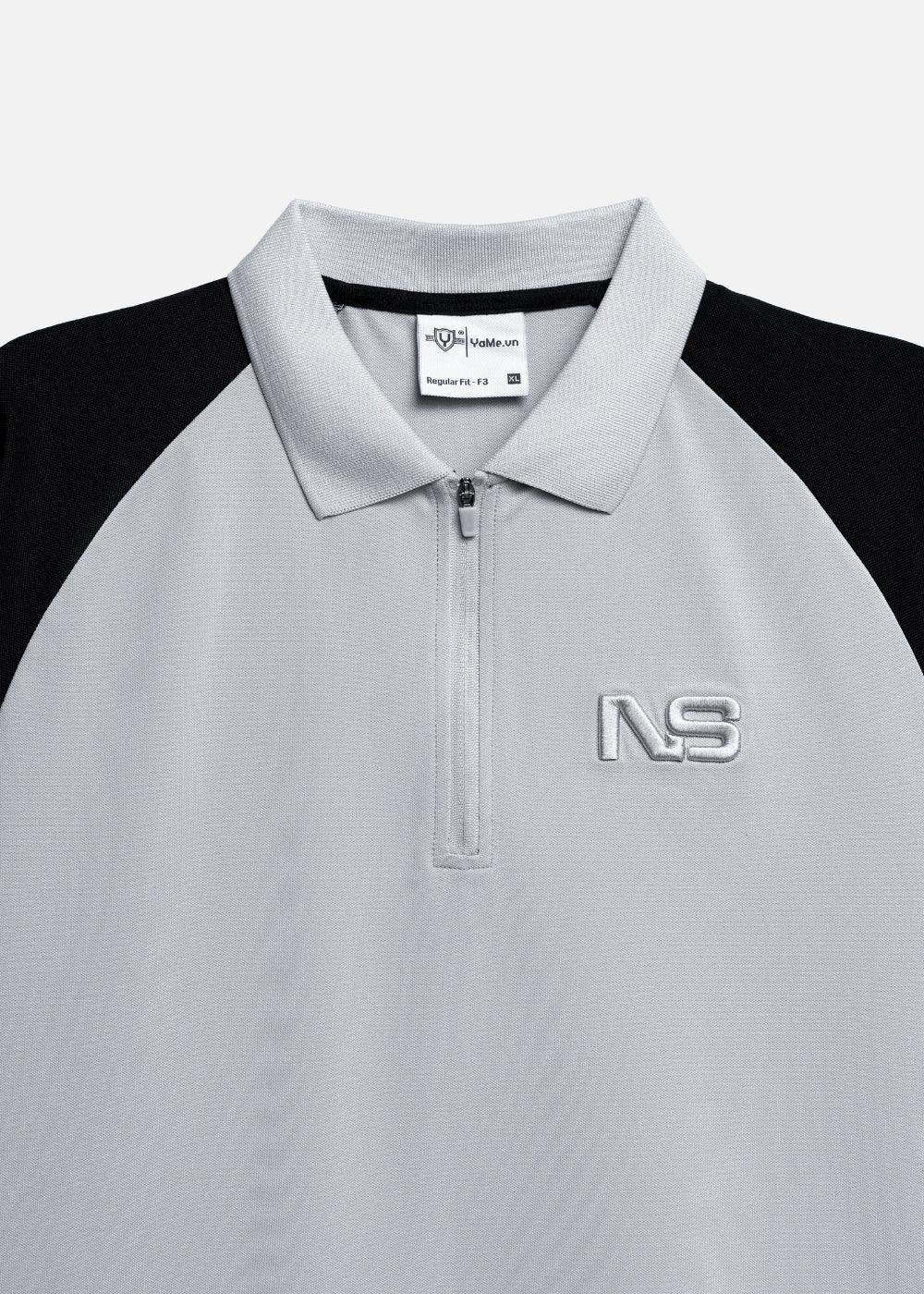 Áo Polo Raglan Pique Co Giãn No Style M218 Xám Đen - YaMe.vn