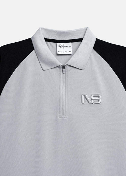 Áo Polo Raglan Pique Co Giãn No Style M218 Xám Đen - YaMe.vn