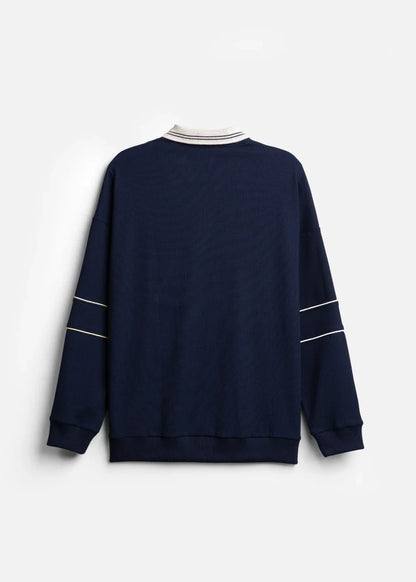 Áo Polo Tay Dài Khóa Kéo DurableTex™ Mềm Mại Nịnh Da Lên Dáng Chuẩn The Weekend 042 Màu Xanh Dương Đậm Dáng Rộng Rãi F4