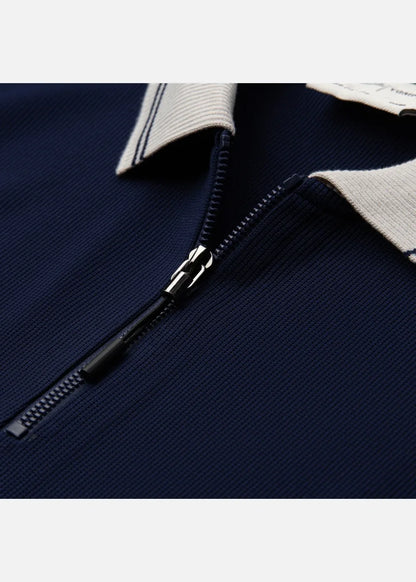 Áo Polo Tay Dài Khóa Kéo DurableTex™ Mềm Mại Nịnh Da Lên Dáng Chuẩn The Weekend 042 Màu Xanh Dương Đậm Dáng Rộng Rãi F4