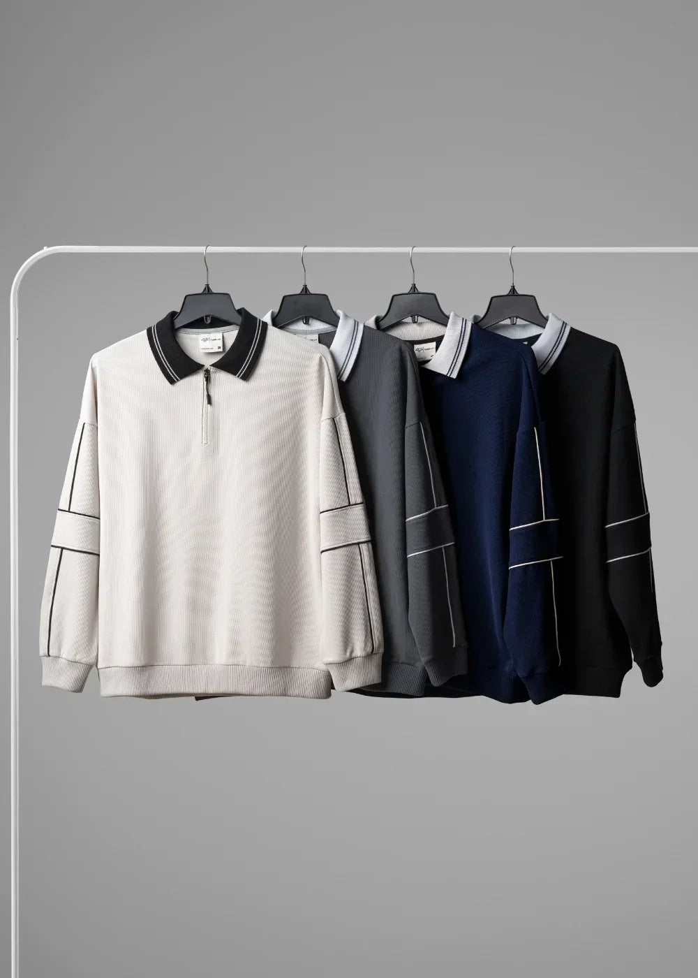 Áo Polo Tay Dài Khóa Kéo DurableTex™ Mềm Mại Nịnh Da Lên Dáng Chuẩn The Weekend 042 Màu Xanh Dương Đậm Dáng Rộng Rãi F4