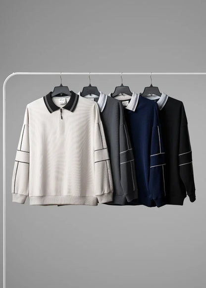 Áo Polo Tay Dài Khóa Kéo DurableTex™ Mềm Mại Nịnh Da Lên Dáng Chuẩn The Weekend 042 Màu Xanh Dương Đậm Dáng Rộng Rãi F4