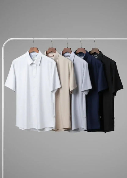 Áo Sơ Mi Tay Ngắn Vải Ngải Cứu Kháng Khuẩn The CEO 024 Xanh Dương Đậm - YaMe.vn