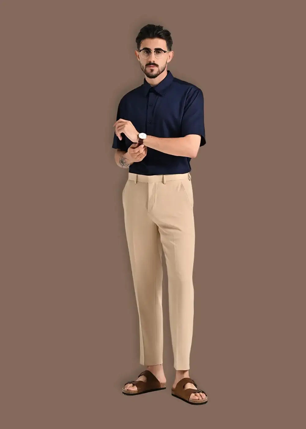Áo Sơ Mi Tay Ngắn Vải Ngải Cứu Kháng Khuẩn The CEO 024 Xanh Dương Đậm - YaMe.vn