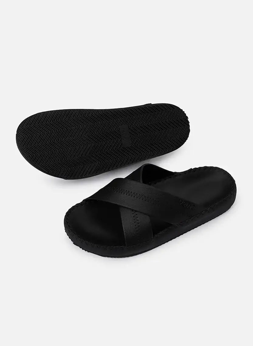 Dép Đế Cao Two-strap Slides #Y2010 02 Đen - YaMe.vn