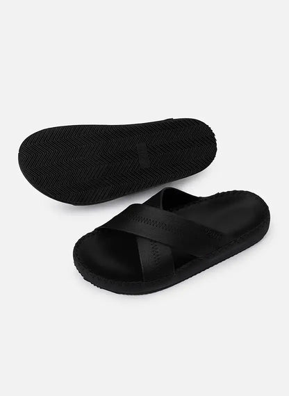 Dép Đế Cao Two-strap Slides #Y2010 02 Đen - YaMe.vn