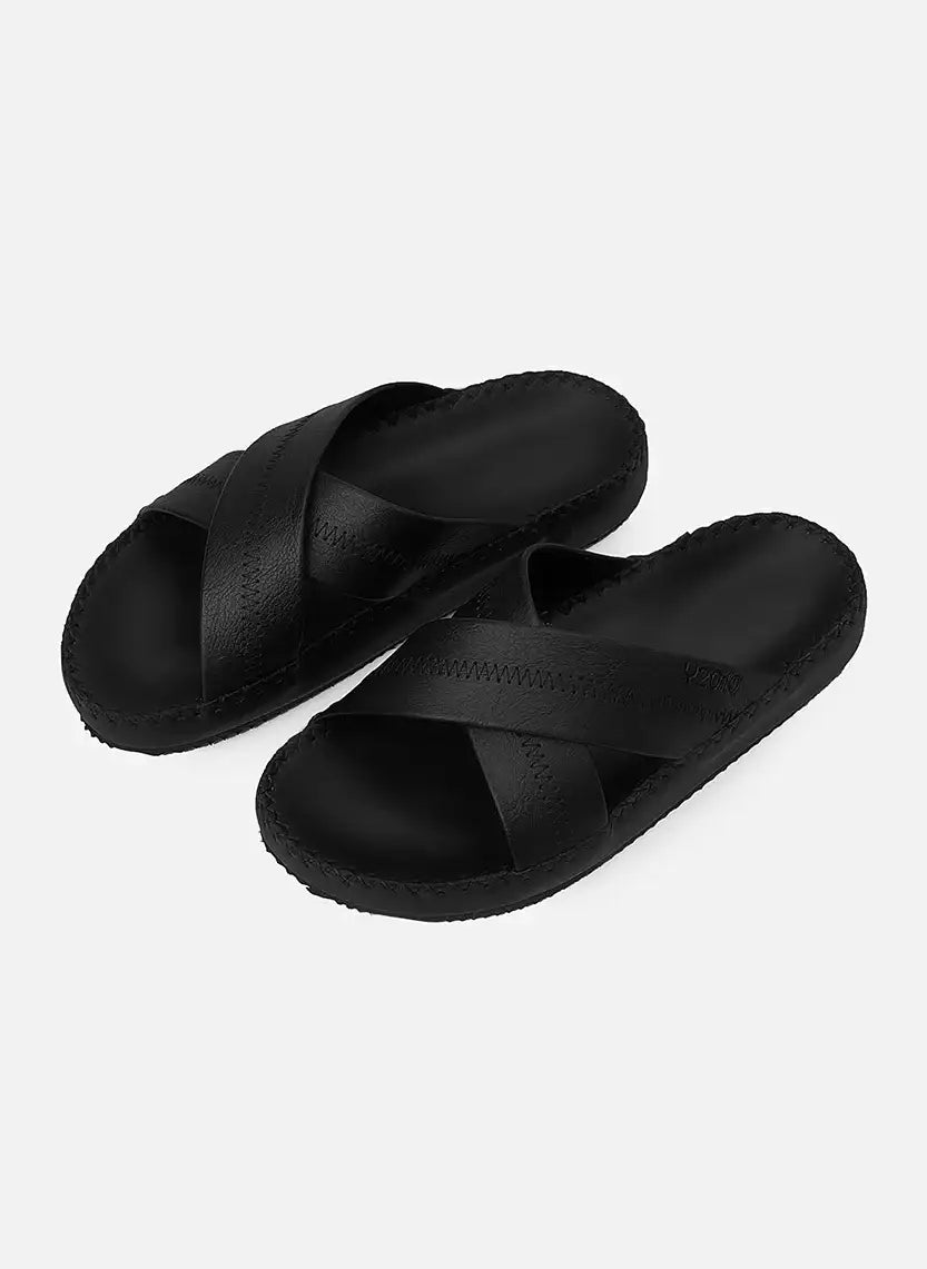 Dép Đế Cao Two-strap Slides #Y2010 02 Đen - YaMe.vn