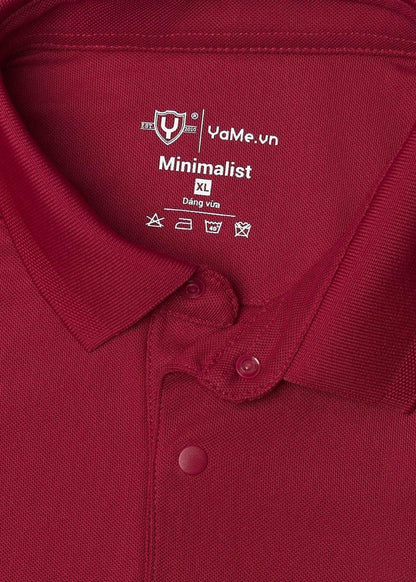 Áo polo nam màu đỏ đô dáng vừa, cổ bẻ, chất liệu mềm mại, thiết kế tối giản phong cách Minimalist