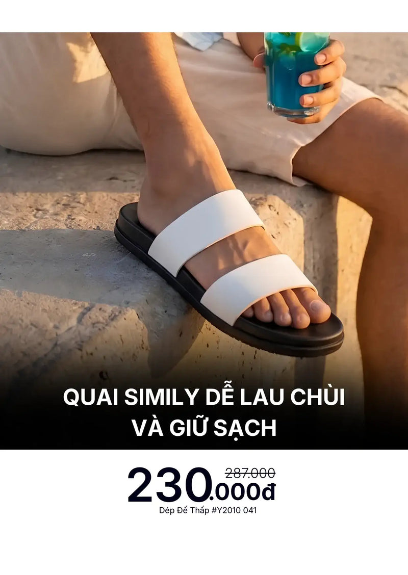 Dép Đế Thấp Two-strap Slides #Y2010 041 Trắng