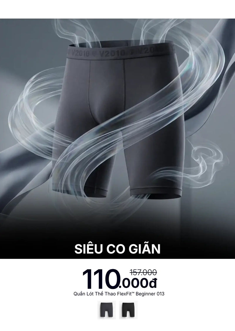 Quần Lót Thể Thao Boxer Brief FlexFit™ Co Giãn Beginner 013 Màu Xám Đậm