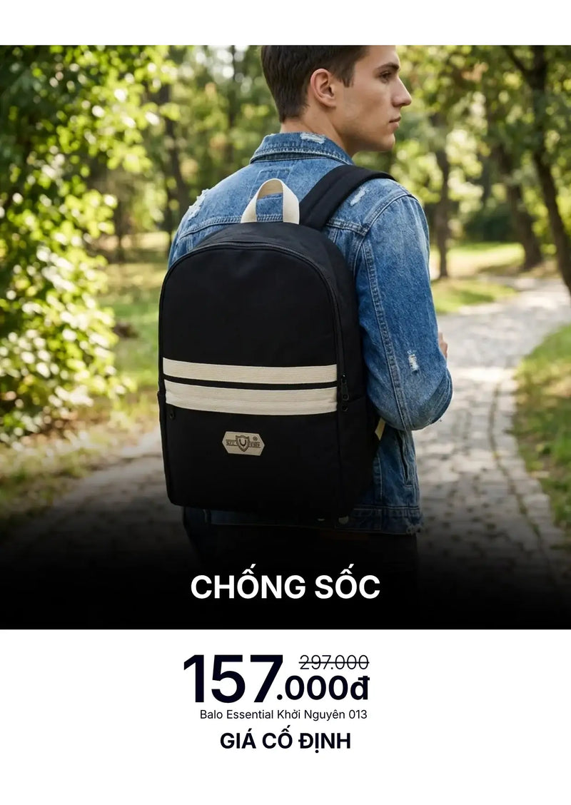 Balo Essential Chống Sốc Khởi Nguyên 013 Đen