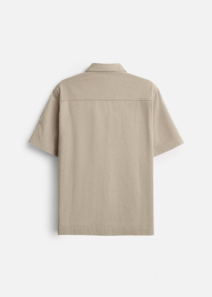 Áo Sơ Mi Tay Ngắn Dáng Giấu Bụng DurableTex™ Vải Dày Dặn Đứng Form Multi Color Jean 003 Màu Nâu Nhạt Dáng Rộng Rãi F4