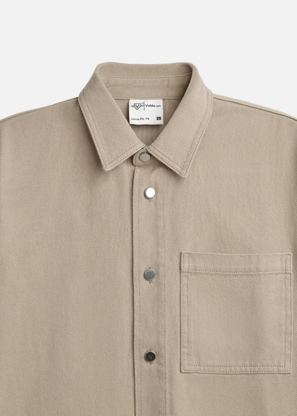 Áo Sơ Mi Tay Ngắn Dáng Giấu Bụng DurableTex™ Vải Dày Dặn Đứng Form Multi Color Jean 003 Màu Nâu Nhạt Dáng Rộng Rãi F4