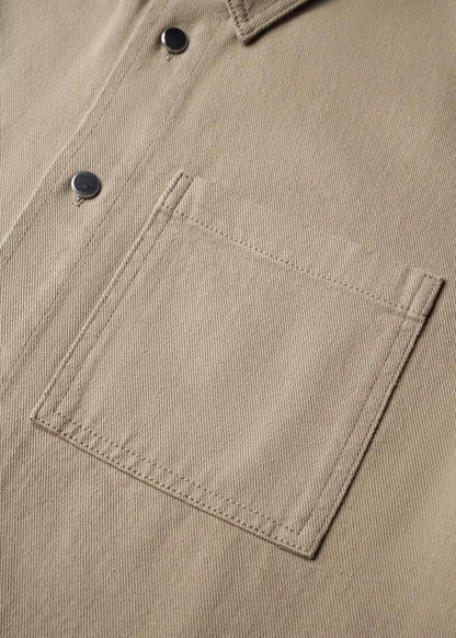 Áo Sơ Mi Tay Ngắn Dáng Giấu Bụng DurableTex™ Vải Dày Dặn Đứng Form Multi Color Jean 003 Màu Nâu Nhạt Dáng Rộng Rãi F4