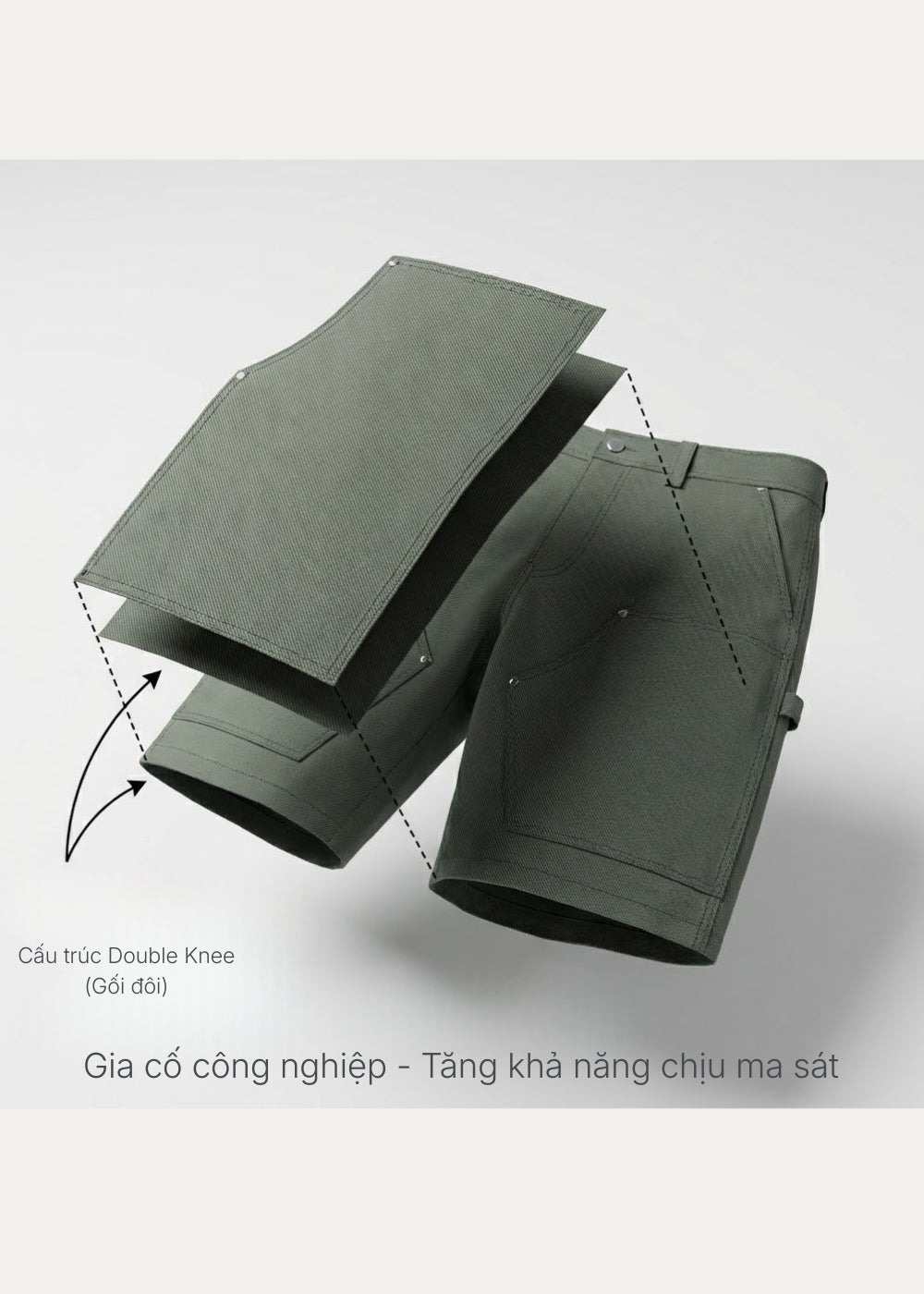 Quần Đùi Jean DurableTex™ Đắp 2 Lớp Chống Rách Gối Siêu Bền Multi Color Jean 013 Màu Xanh Lá Đậm Dáng Rộng Rãi F4